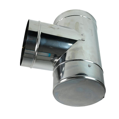 6" DuraBlack Stainless Steel Tee w/Clean-Out Cap - 6DBK-TSS