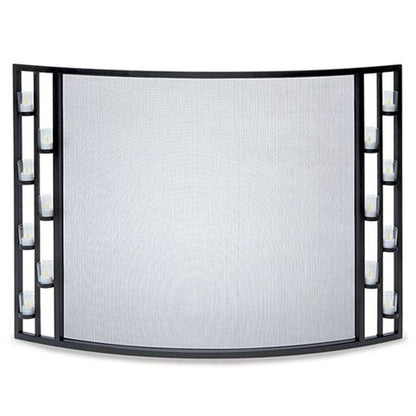 Pilgrim Matte Black 44" x 31" Tea Light Bowed Fireplace Screen - 18340