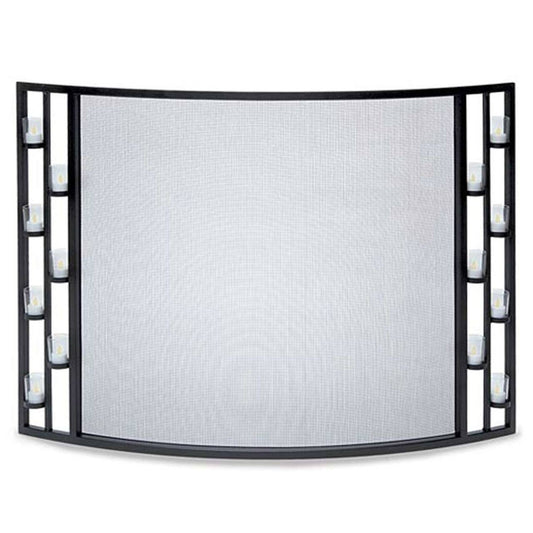 Pilgrim Matte Black 44" x 31" Tea Light Bowed Fireplace Screen - 18340