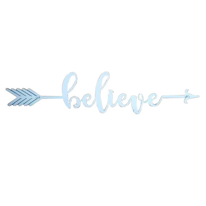 22" Decorative Metal Art - Believe Arrow in Black or White