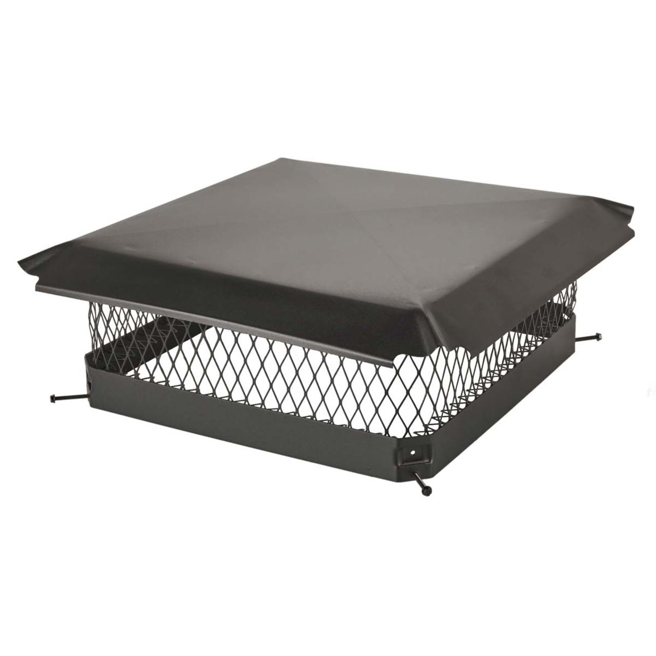 20" x 20" Black Galvanized Single Flue Chimney Cap - 3/4" Mesh