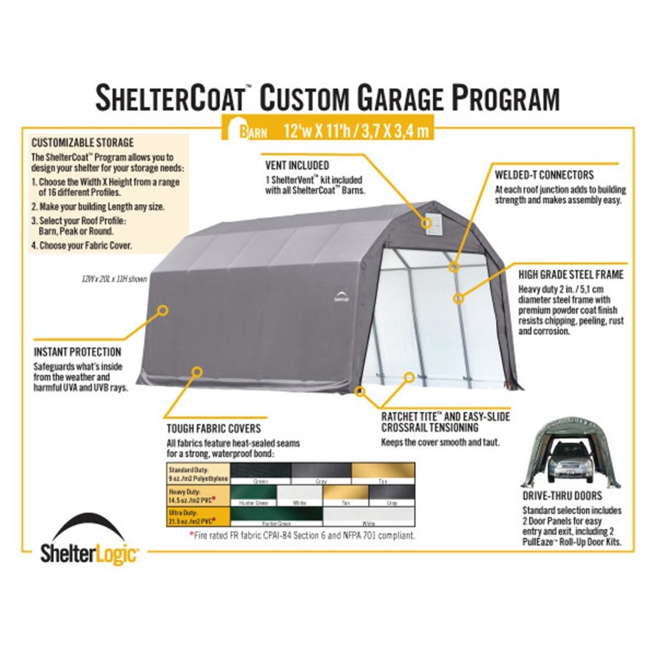 ShelterCoat 12' x  24' Garage Barn - Gray