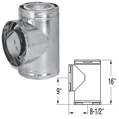 8" DuraPlus Stainless Steel Tee - 8DP-TSS