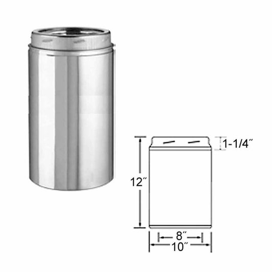 8" x 12" Selkirk Ultra Temp Stainless Chimney Pipe - 208012U