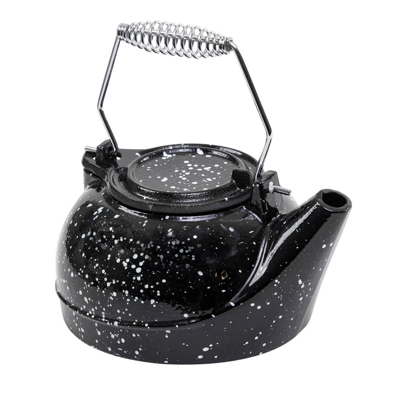 US Stove 3 qt Black & White Speckle Porcelain Steamer Kettle