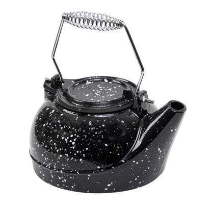 US Stove 3 qt Black & White Speckle Porcelain Steamer Kettle