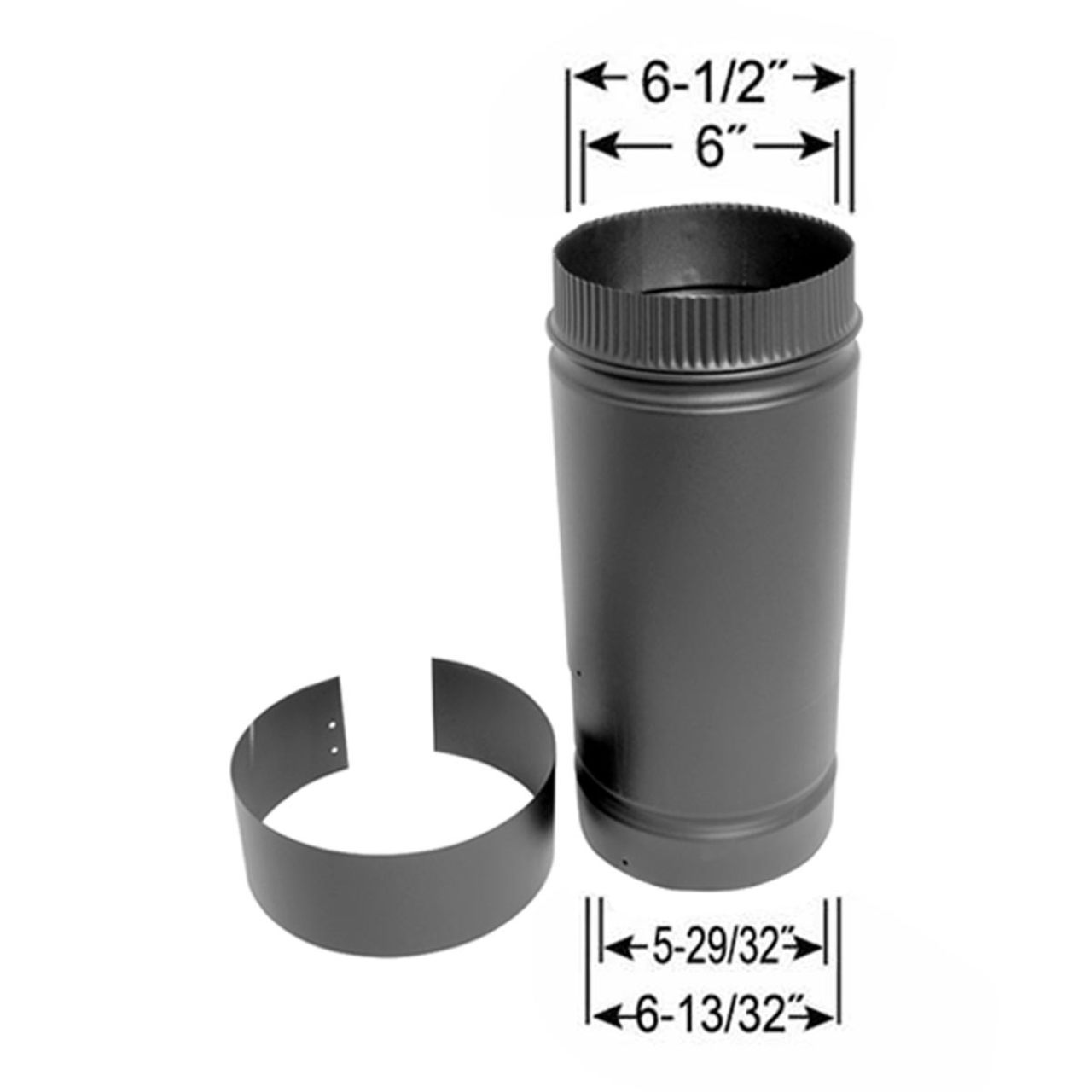6" DSP 12" to 18" Telescoping Double Wall Black Stovepipe - DSP-6AL