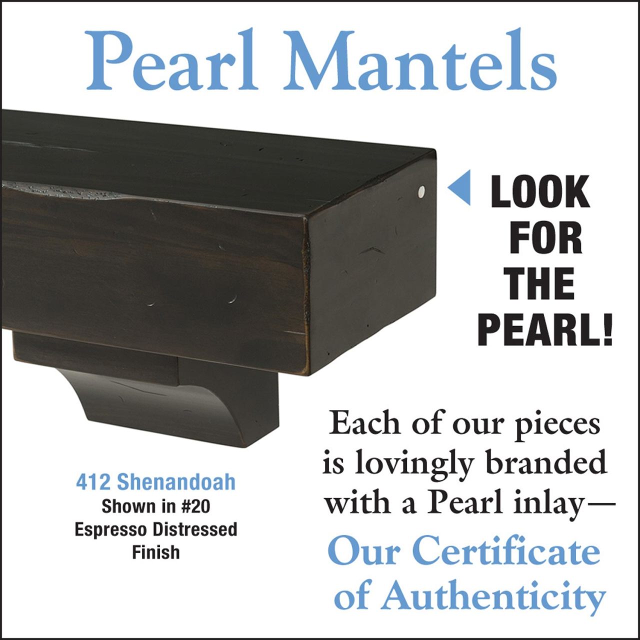 60" Shenandoah Fireplace Shelf by Pearl Mantels - Espresso Distressed Finish