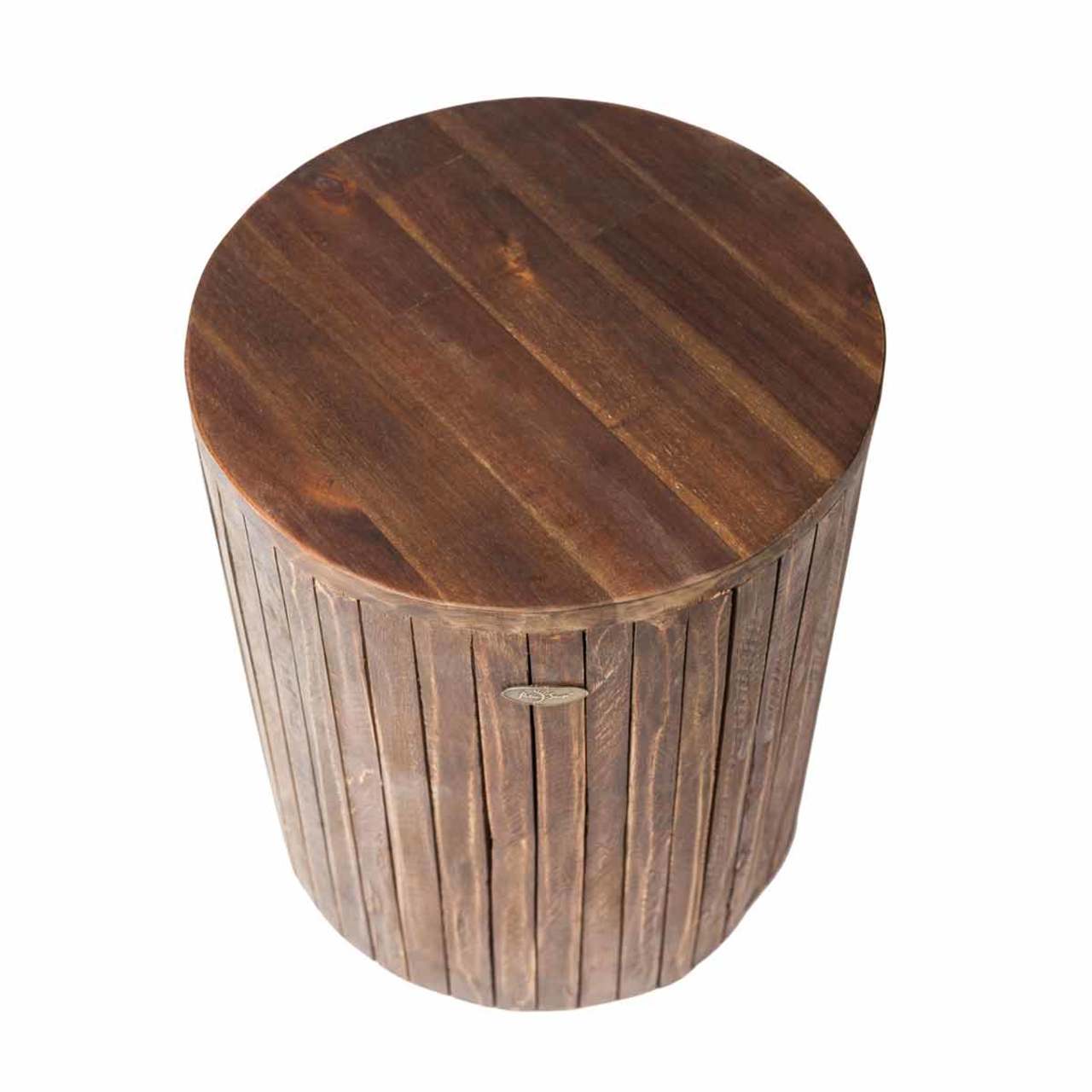 Rustic Round Garden Stool - Wood Grain
