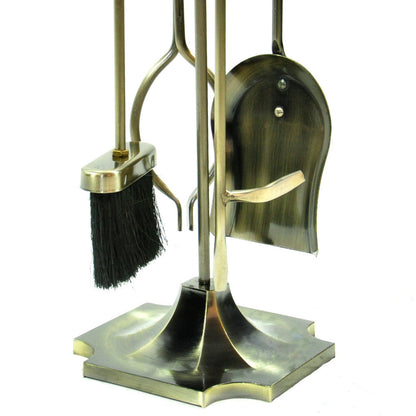 5 Piece Antique Brass Fireplace Tool Set - F-T51030AB