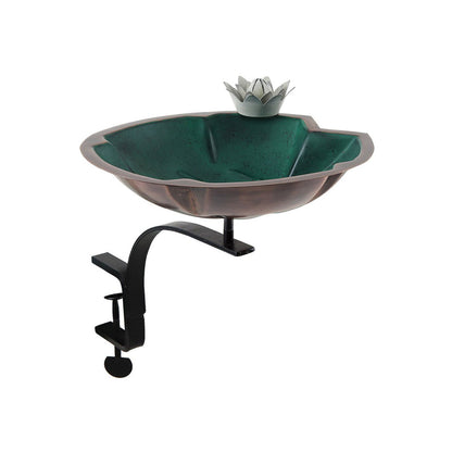 12.5" Lilypad Birdbath with Rail Mount Bracket - Green
