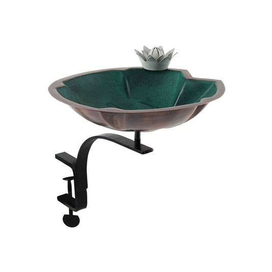 12.5" Lilypad Birdbath with Rail Mount Bracket - Green