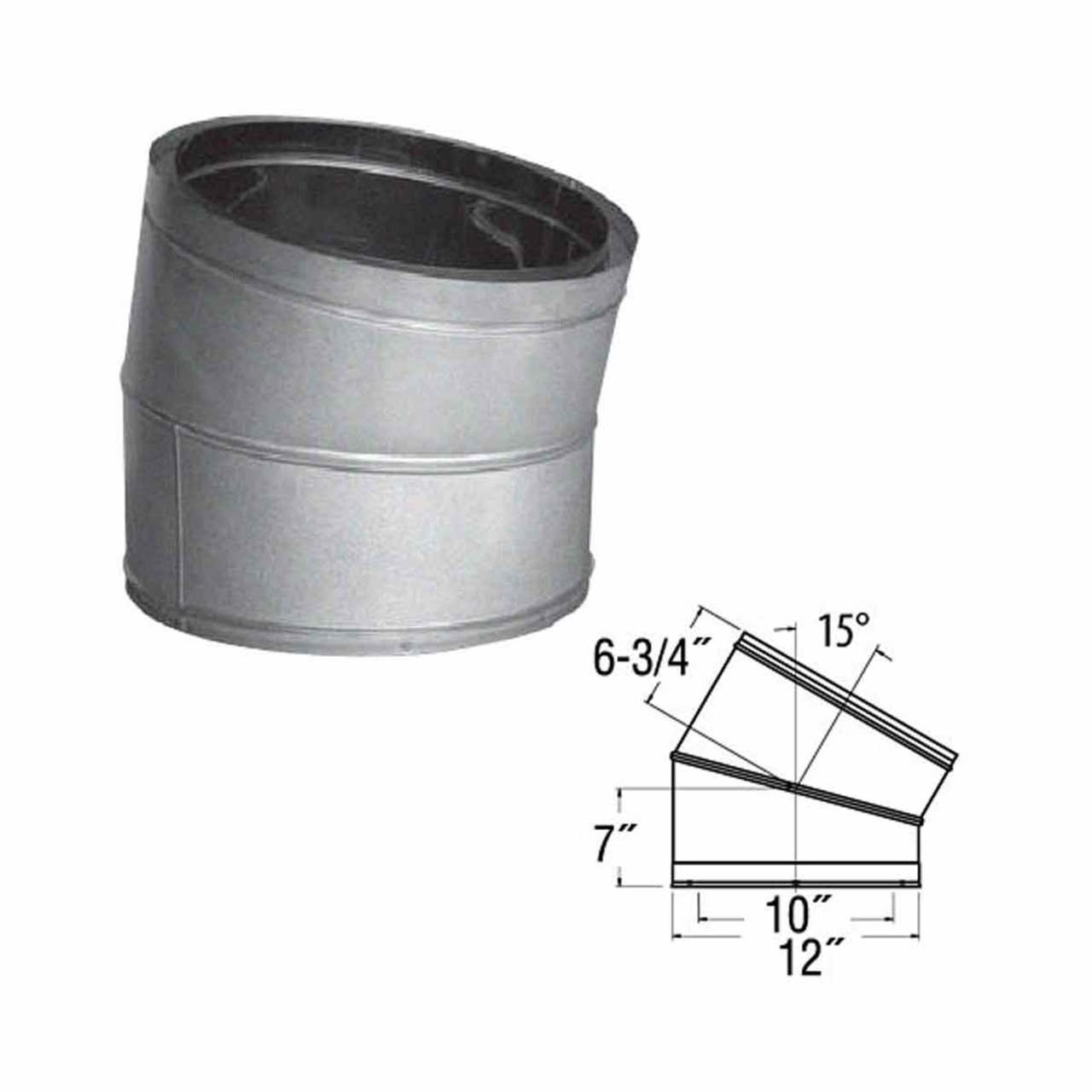 10'' DuraTech 15 Degree Galvanized Elbow - 10DT-E15