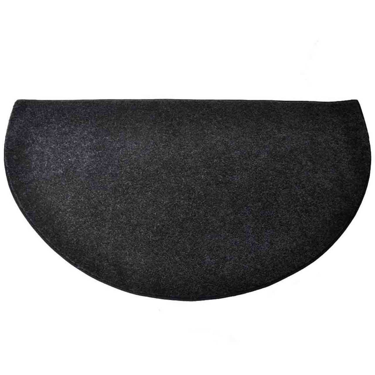 Flame 4' Half Round Polyester Fireplace Rug - Black