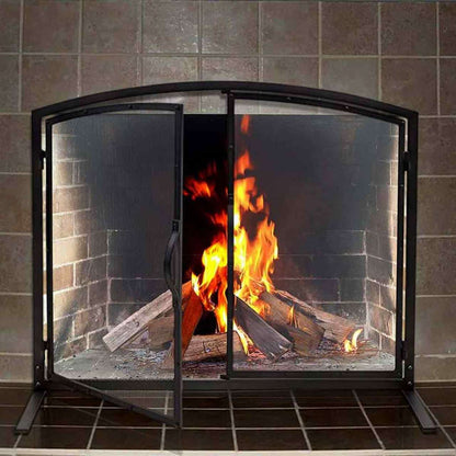Pilgrim 39" x 32" Shadow Iron Fireplace Screen with Operable Doors