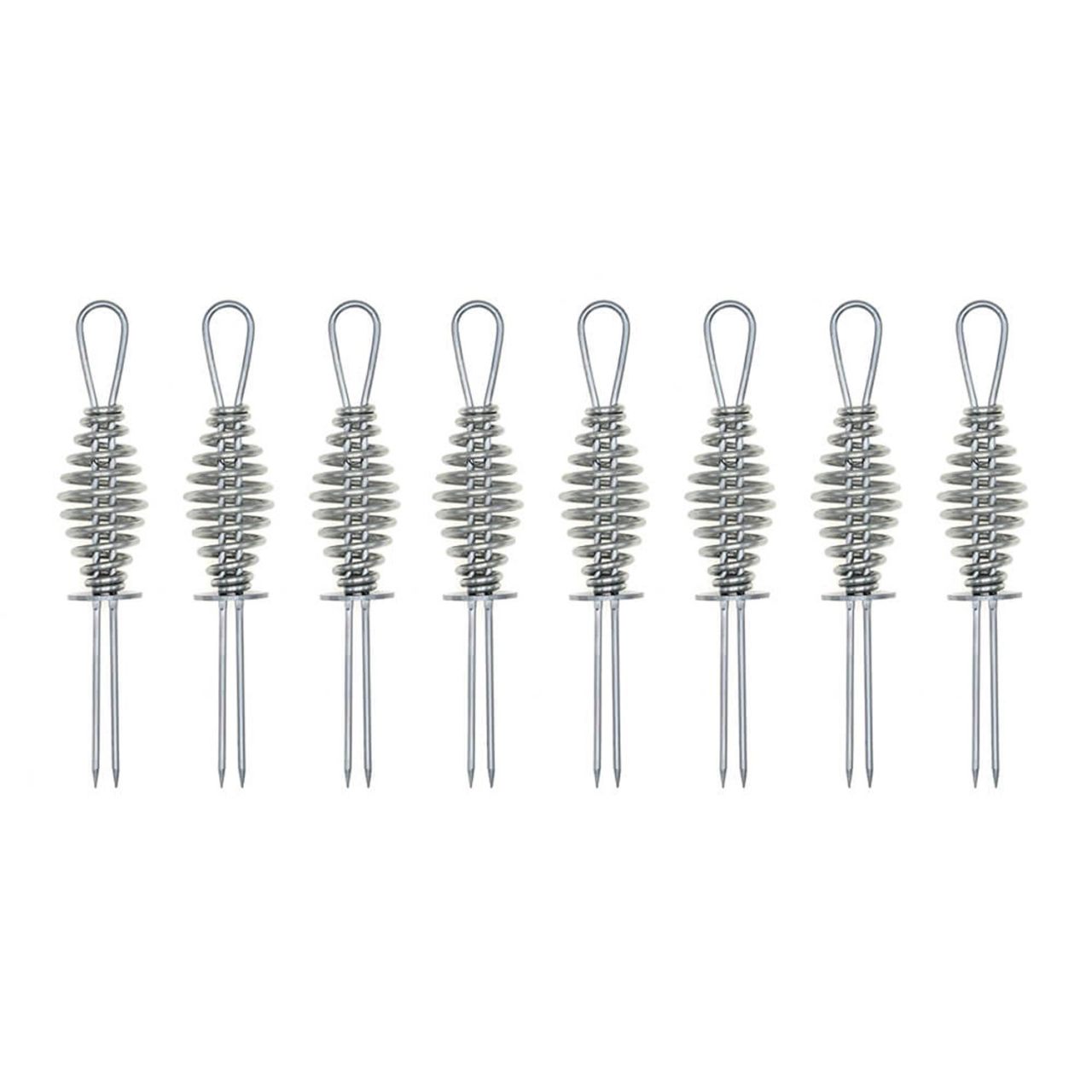 8 Piece Set of Corn Skewers With Spiral Cool Touch Handles - Silver
