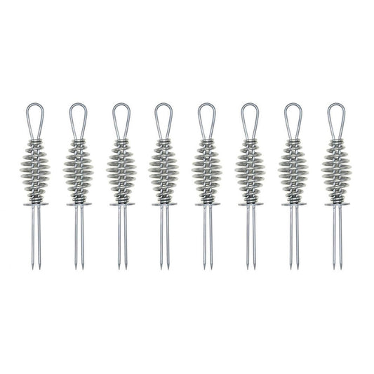 8 Piece Set of Corn Skewers With Spiral Cool Touch Handles - Silver