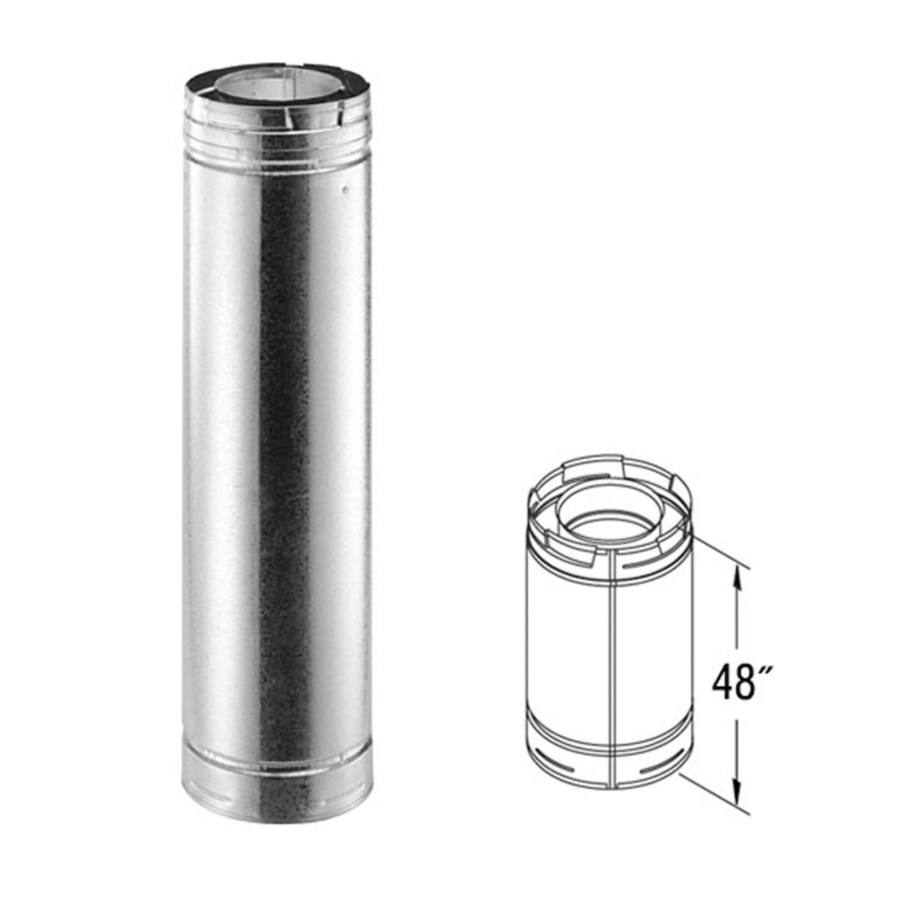 4'' x 6 5/8'' DirectVent Pro 48'' Galvanized Chimney Pipe - 46DVA