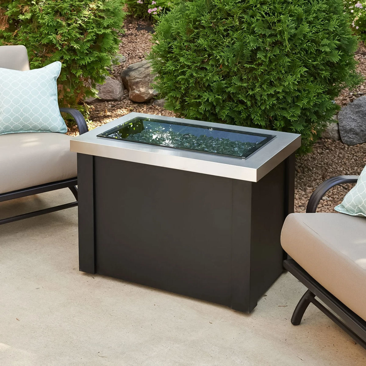Outdoor Providence Rectangular Gas Fire Pit Table - PROV-1224-SS