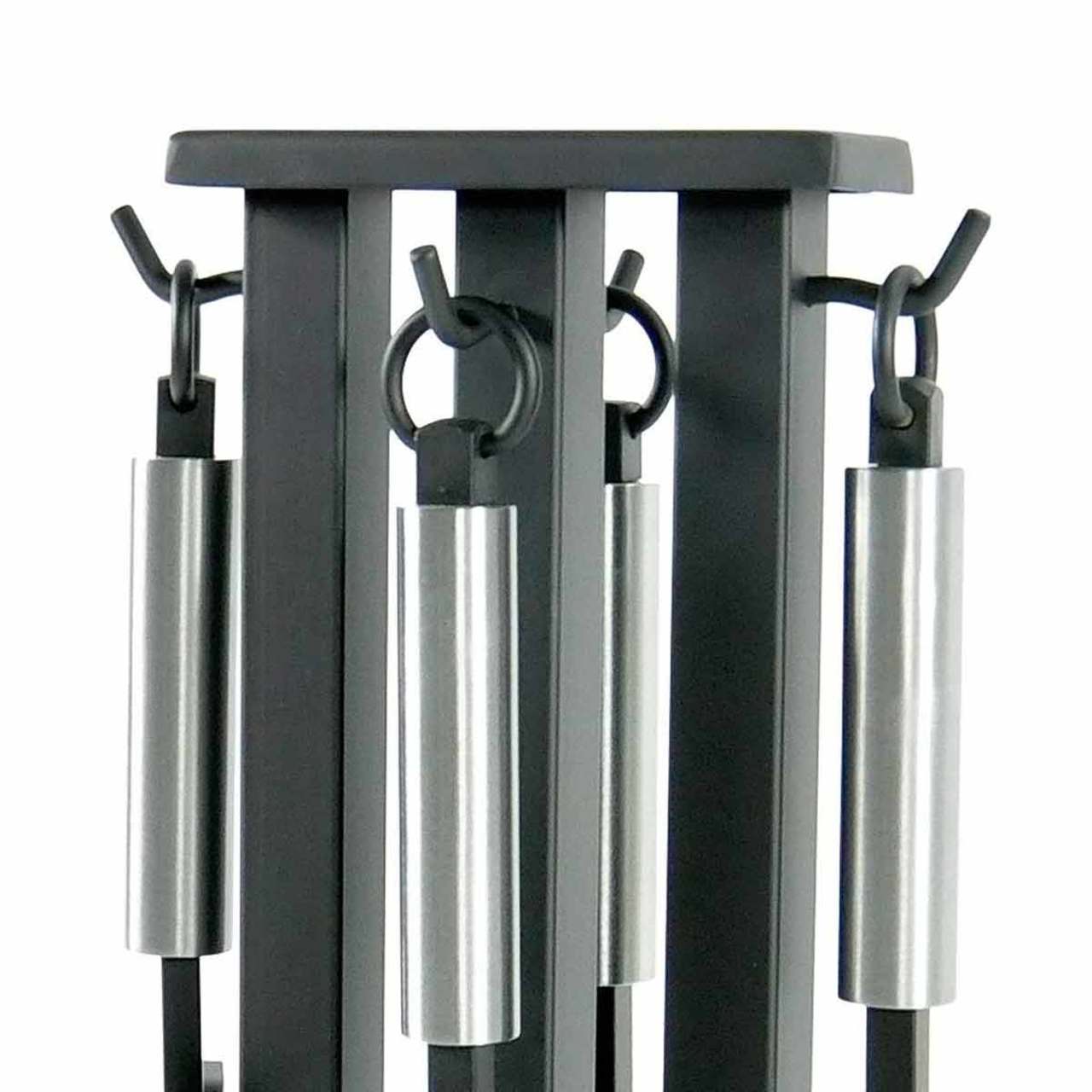 Pilgrim 5 Piece Matte Black Contemporary Tool Set - Brushed Steel Handles