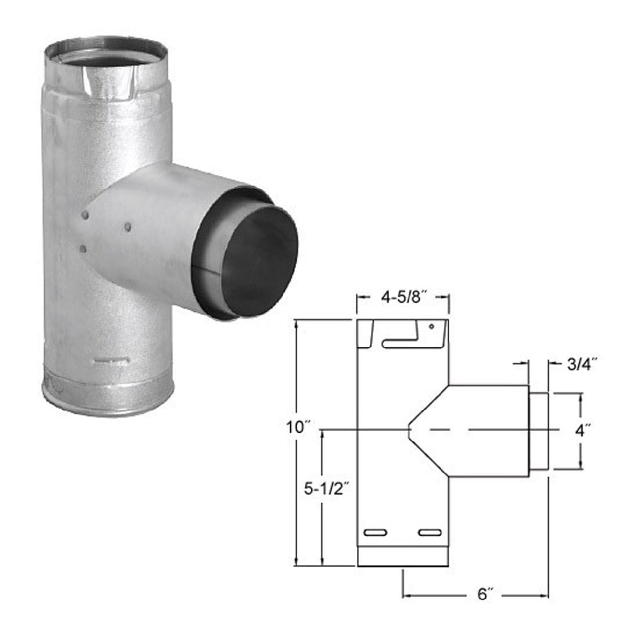 4" PelletVent Pro Adapter Tee with Clean-Out Tee Cap - 4PVP-TAD
