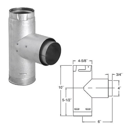 4" PelletVent Pro Adapter Tee with Clean-Out Tee Cap - 4PVP-TAD