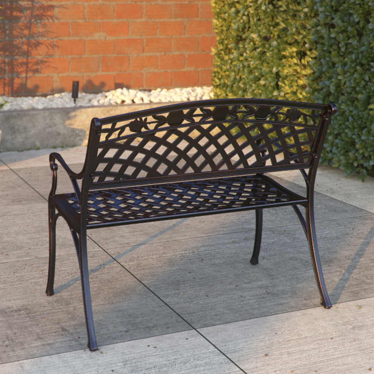 Scarlet Aluminum Patio Bench In Antique Bronze