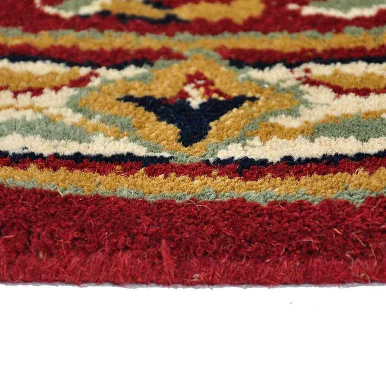 44" Half Round Burgundy Oriental Fireplace Rug