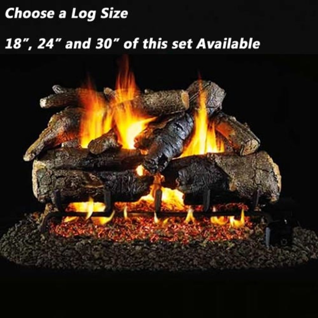 18''-30'' Peterson Real Fyre Charred American Oak Vented Gas Log Kit
