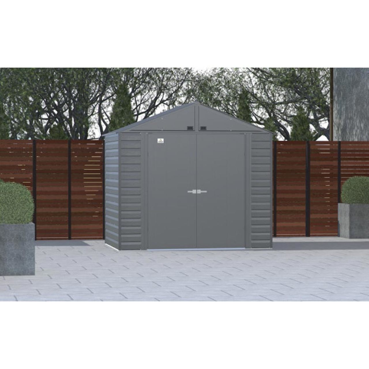 Arrow Select 8' x 6' Steel Storage Shed - Charcoal