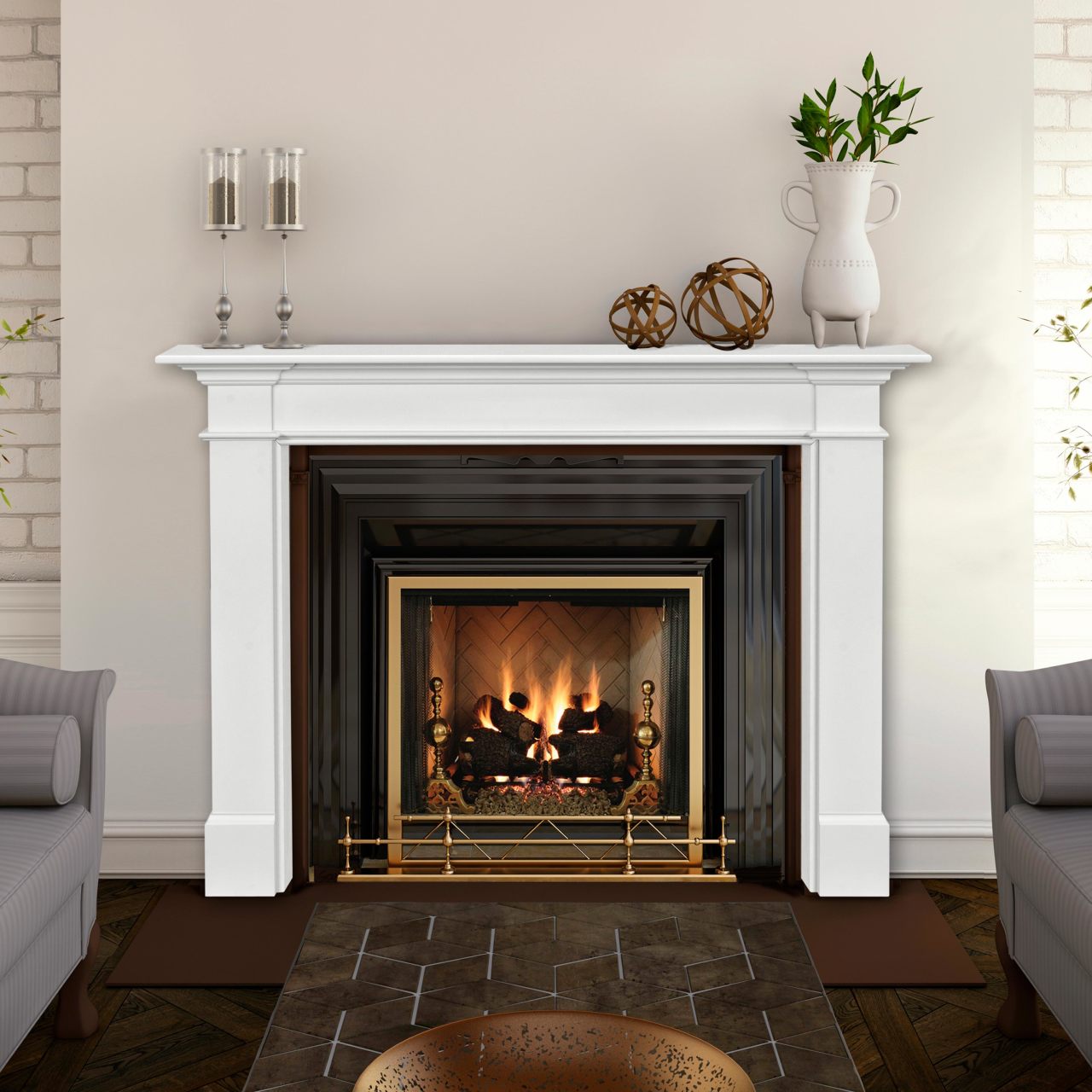 56" Radford MDF Fireplace Mantel by Pearl Mantels - White Paint Finish