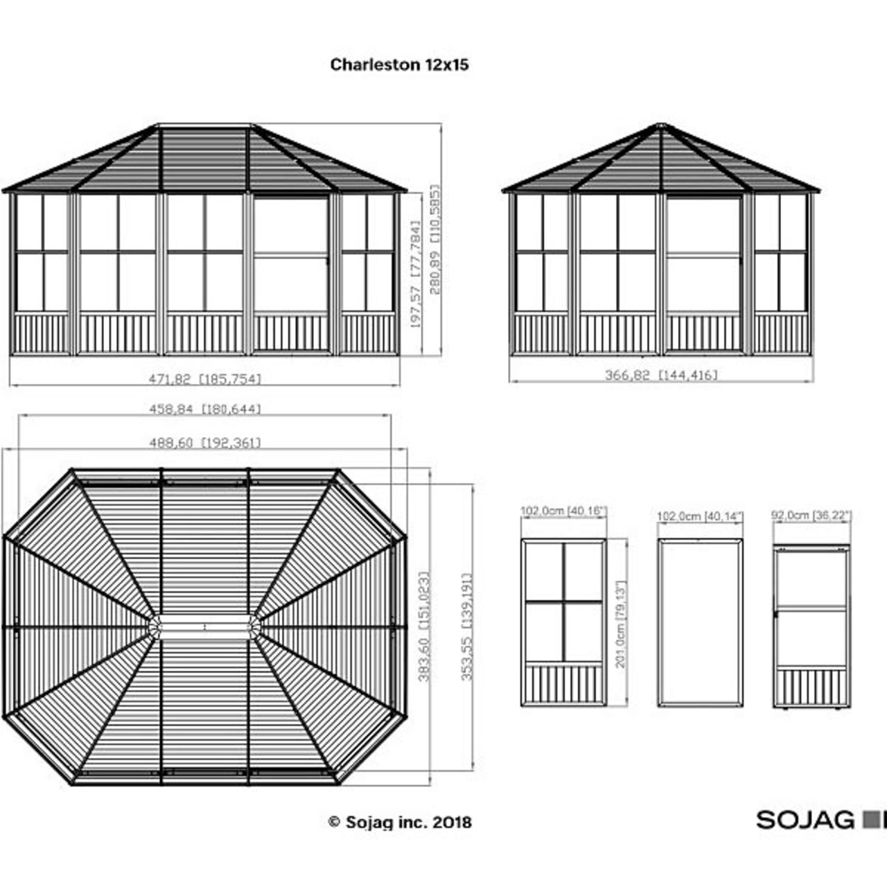 Charleston 12' x 15' Solarium - Dark Gray