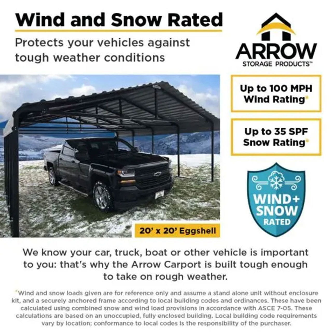 Arrow Carport 20 x 29 x 7 Ft. - Eggshell
