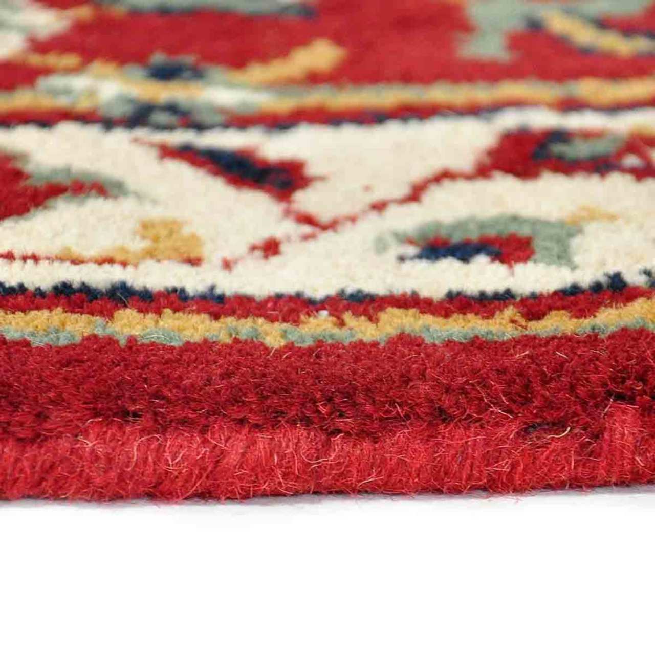 56" Half Round Burgundy Oriental Fireplace Rug