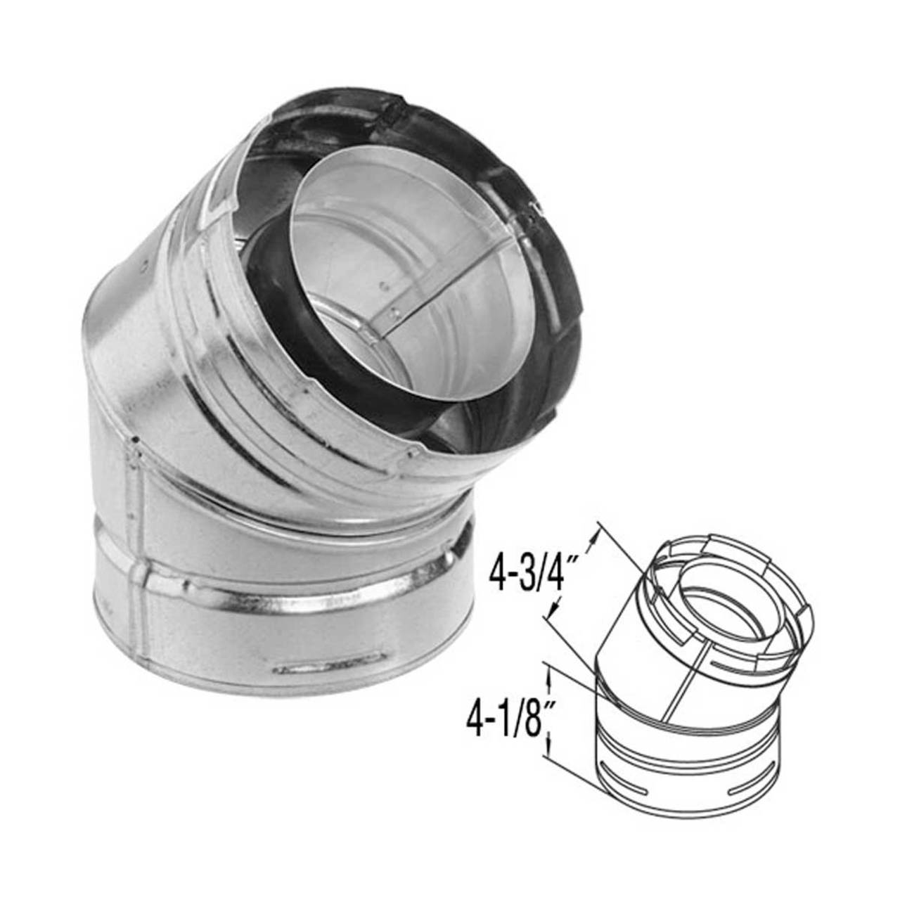 5" x 8" DirectVent Pro 45 Degree Galvanized Elbow - 58DVA-E45