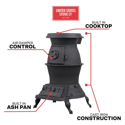 U.S. Stove 1869 Caboose Potbelly Coal Burning Stove