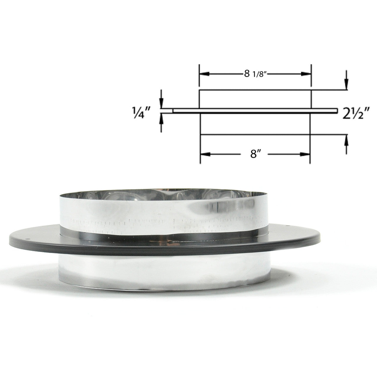 8" DuraBlack Chimney Adapter with Trim - 8DVL-ADC