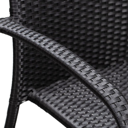 Set of 4 Outdoor Wicker Chairs - Black