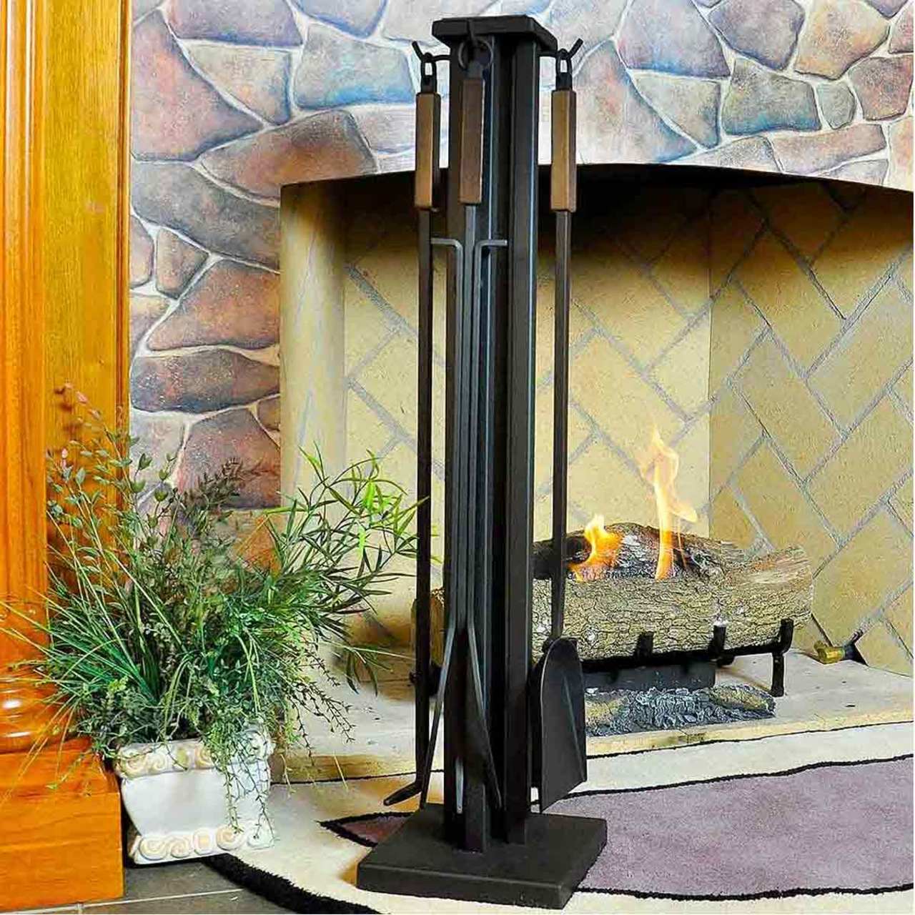 5 Pc Matte Black Contemporary Tool Set-Burnished Bronze