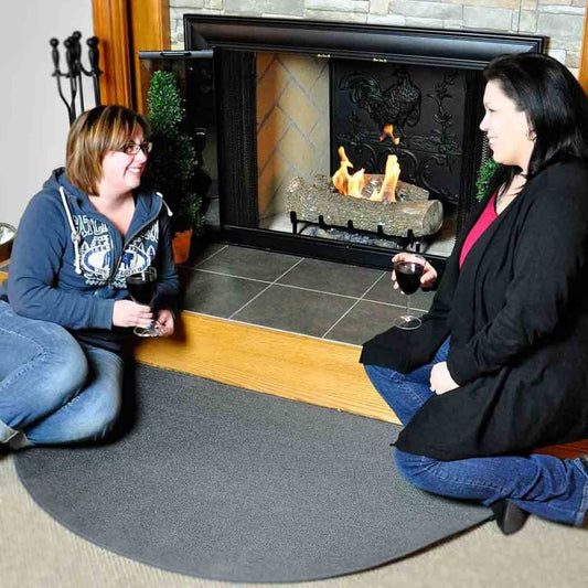 5' Half Round Charcoal Guardian Fireplace Rug