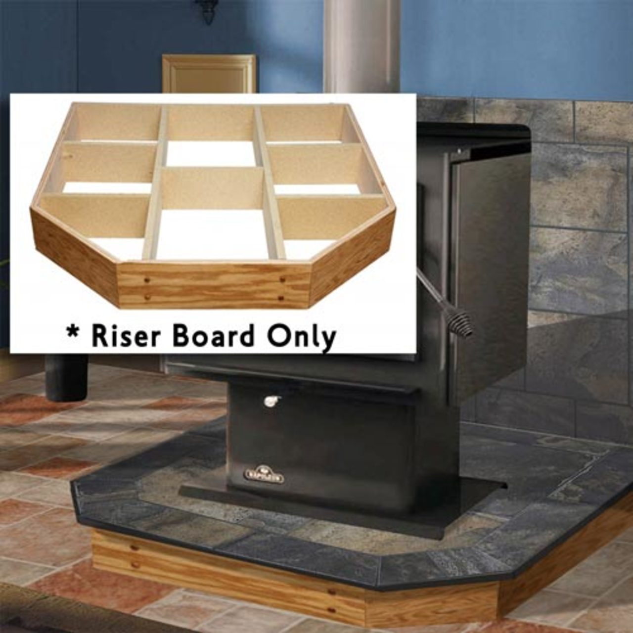 WoodEze 40" X 40"  Double Cut Oak -  5" Hearth Board Riser