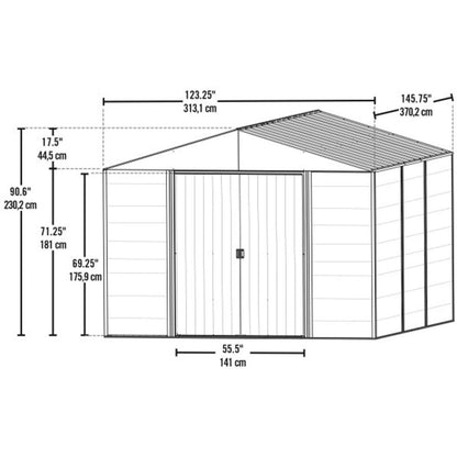 Ironwood 10 x 12 Galvanized Steel Hybrid Shed Kit - Anthracite