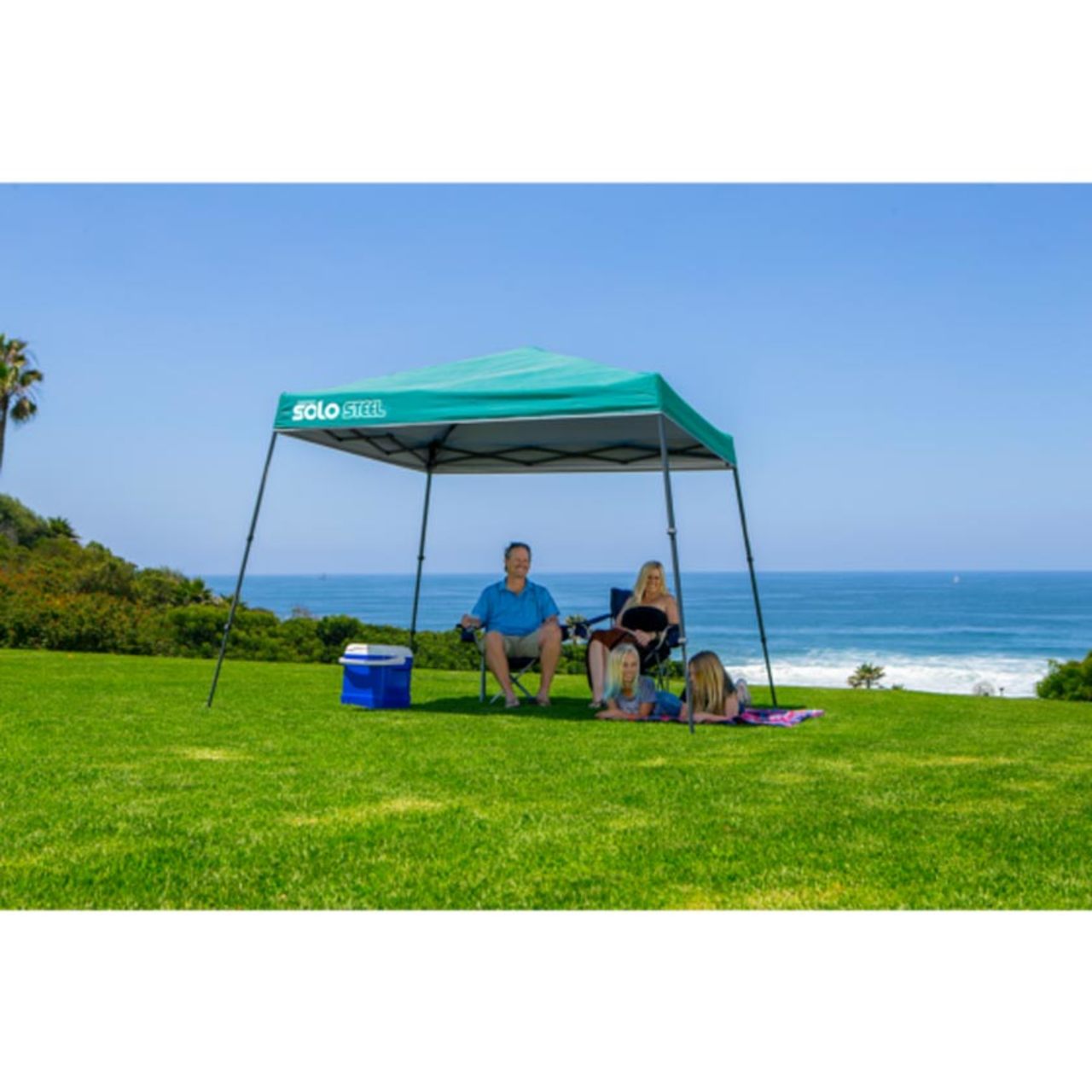 Solo Steel 64 10' x 10' Slant Leg Canopy - Turquoise