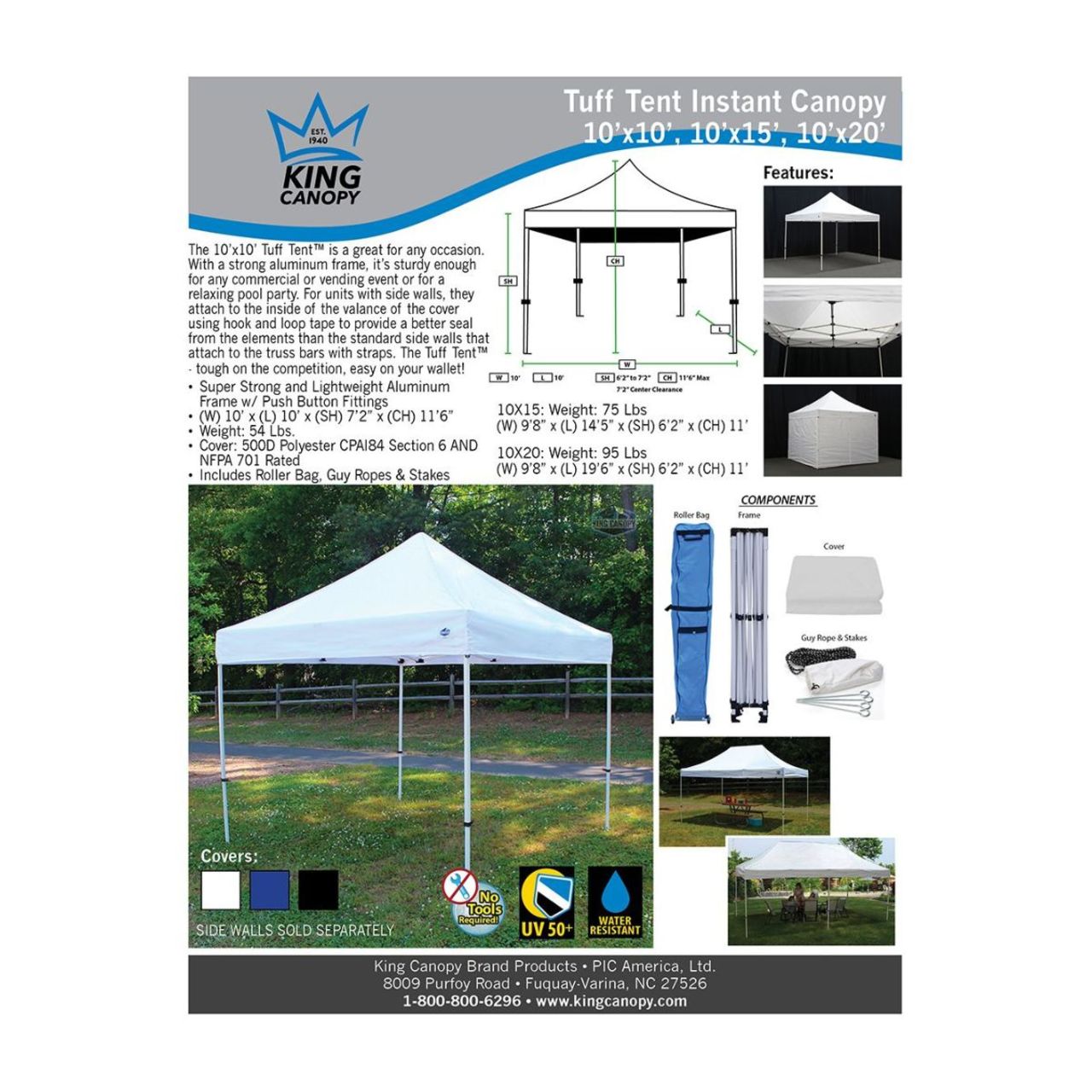 King Canopy 10' x 20' Tuff Tent Canopy - Blue