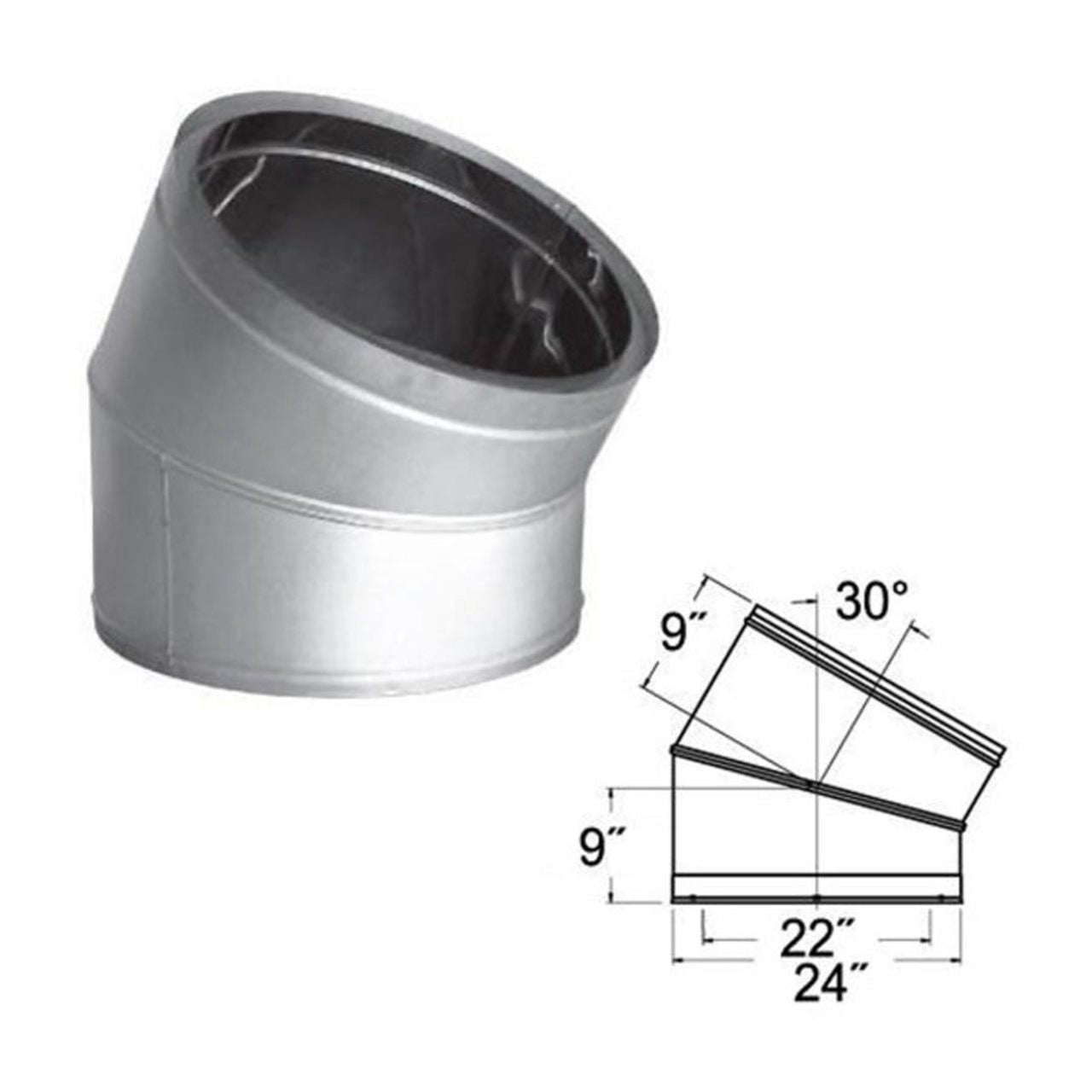 22'' DuraTech 30 Degree Stainless Steel