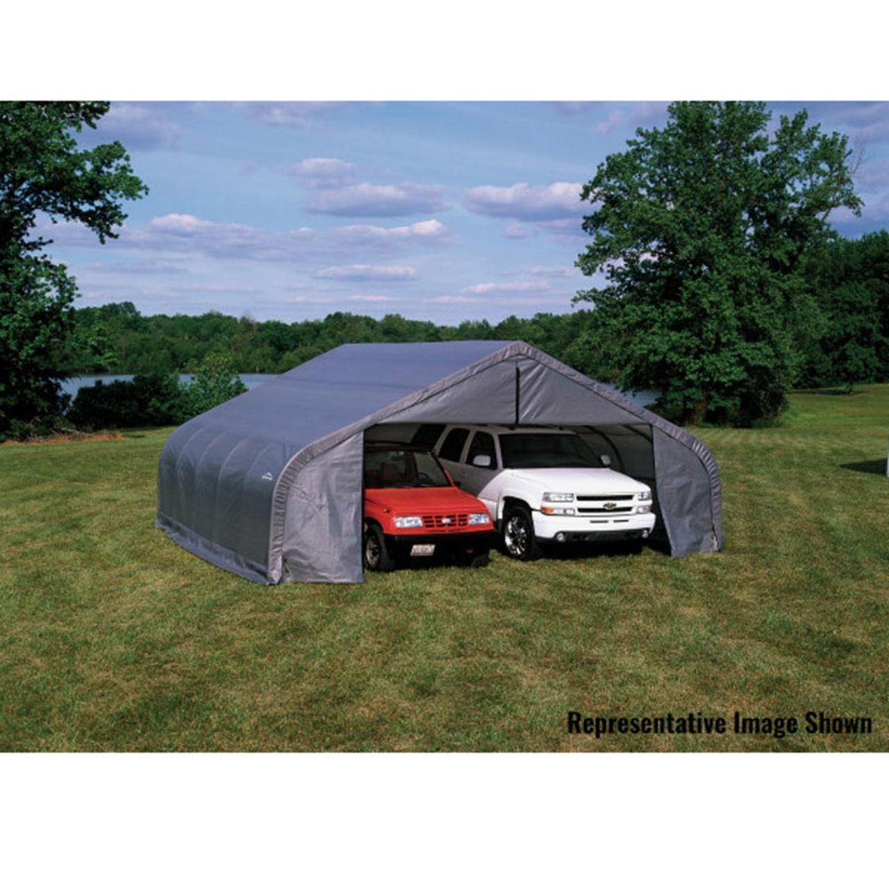 ShelterCoat 22' x 28' Garage With Peak 12.5' Roof - Gray