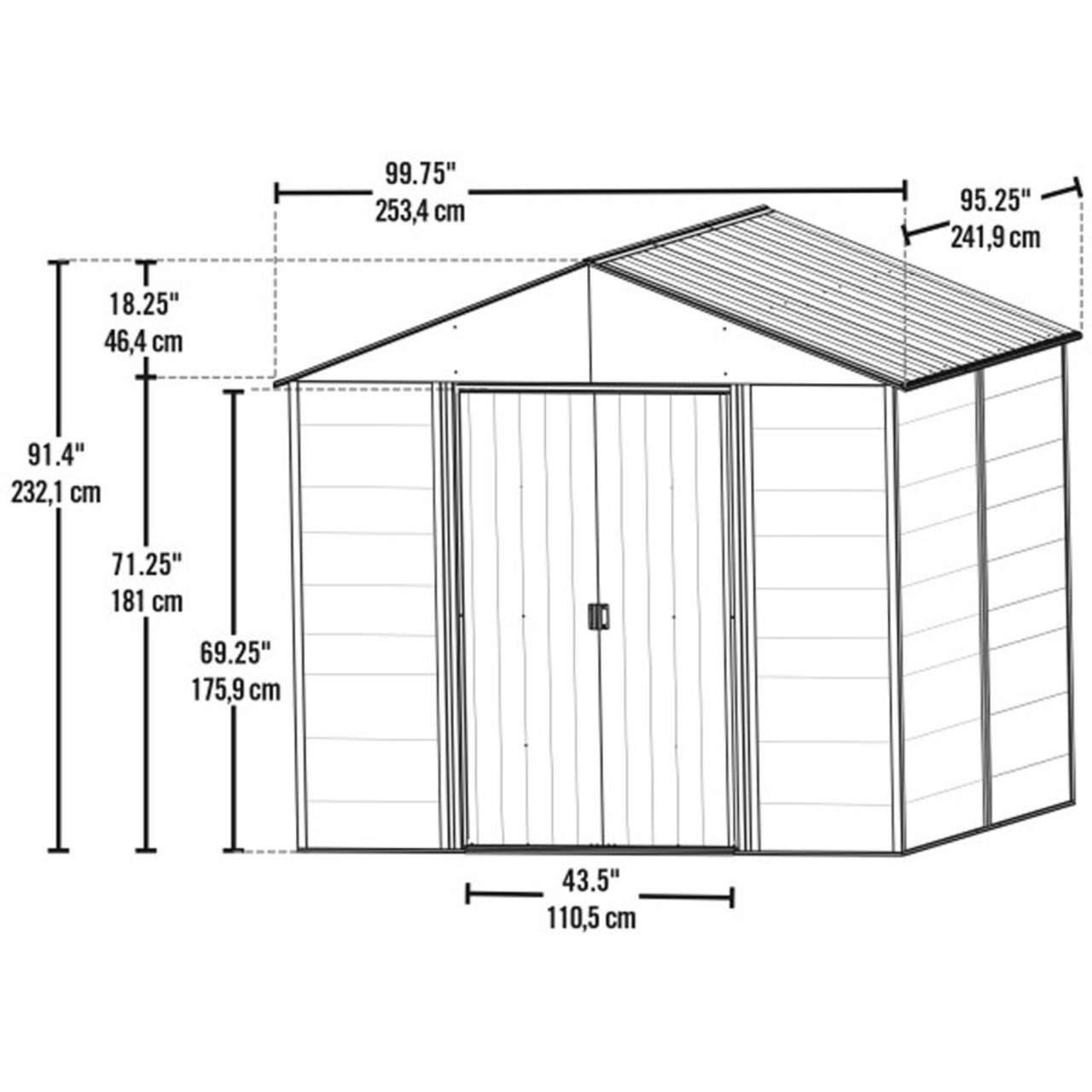 Ironwood 8' x 8' Galvanized Steel Hybrid Shed Kit - Anthracite