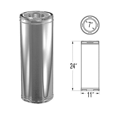 7" x 24" DuraPlus Stainless Steel Chimney Pipe - 7DP-24SS