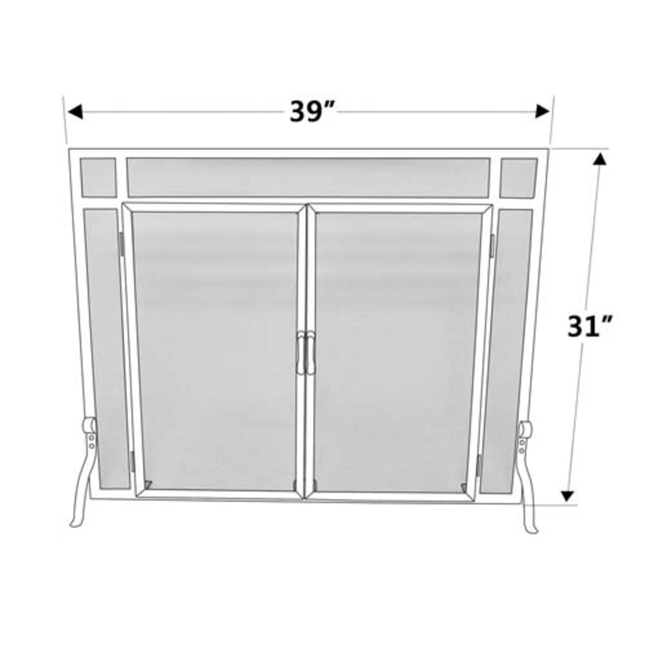 Pilgrim Vintage Forged Iron Fireplace Screen with Doors - 39" W x 31" H