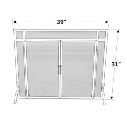 Pilgrim Vintage Forged Iron Fireplace Screen with Doors - 39" W x 31" H
